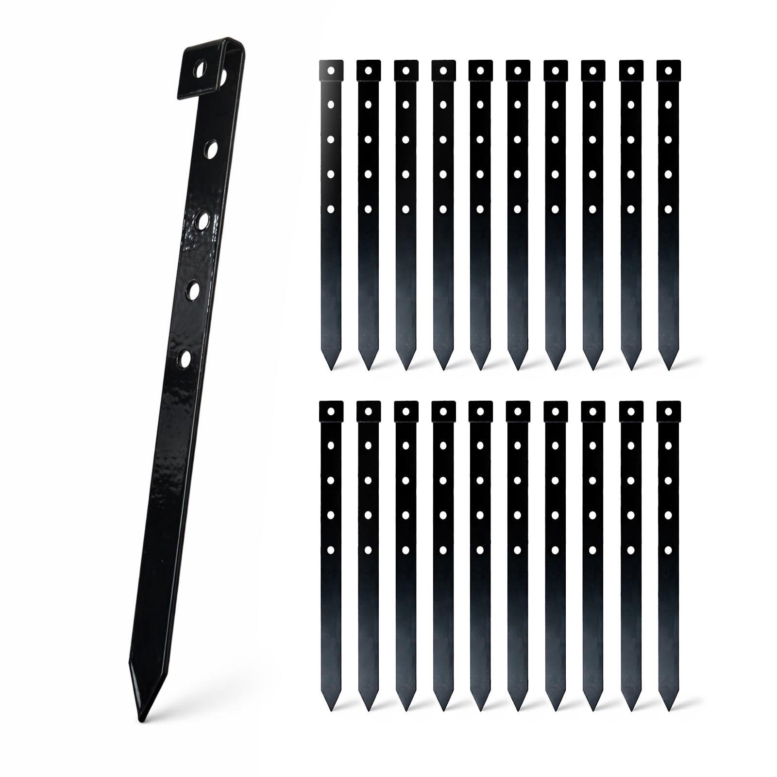 Yeahjiae 10 Inch 20-Pack Metal Landscape Edging Stakes, Heavy Duty Steel