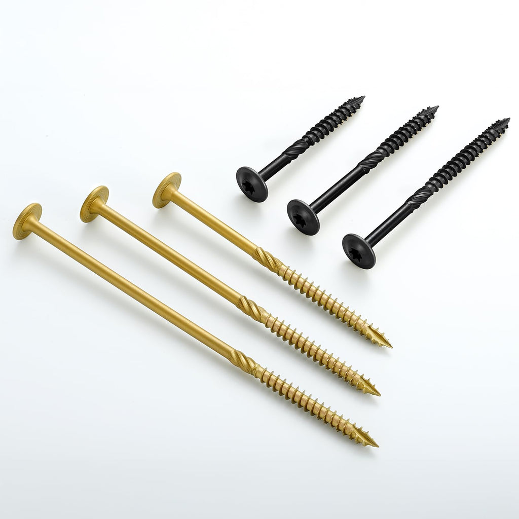 BNUOK Lag Screws #14 x 2-1/2 Inch, (2.5lb, 116pcs) Heavy Duty Construction Structural Exterior Wood Timber Screws, Torx Drive Washer Head Rust Resistant Golden Epoxy Coated, with T30 Star Bit