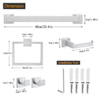 JOPOFI 5 Piece Bathroom Towel Bar Set - SUS304 Stainless Steel Bath Towel Holder, 23.6 Inch Towel Racks for Bathroom Wall Mounted, Bathroom Hardware Accessories Set - Brushed Nickel