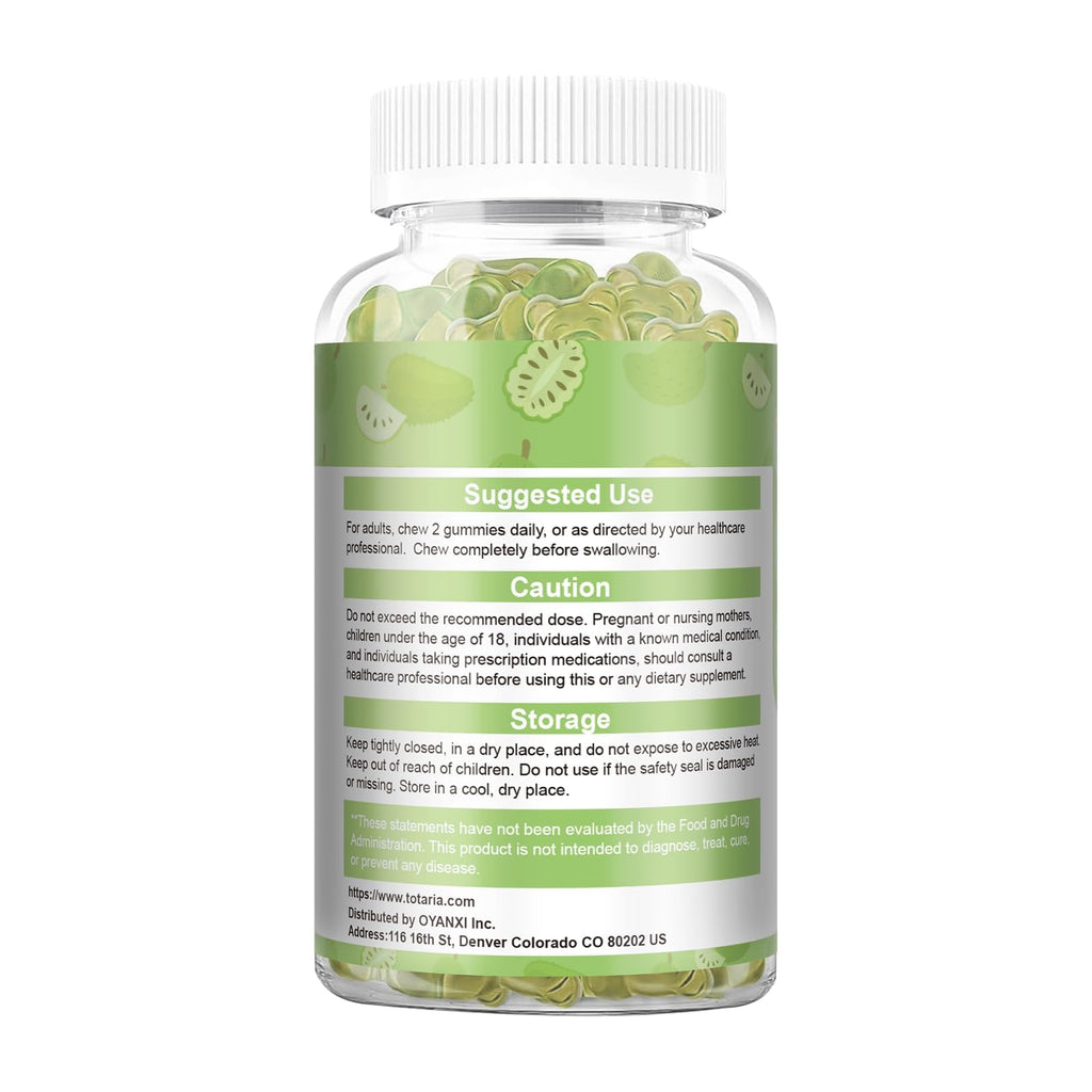 Totaria (2 Packs) Sugar Free Soursop Oil Graviola Sea Moss Gummies - Support Digestive Sleep Skin Health, Immunity & Antioxidant - Guanabana Fruit with Sea Moss, 150mg Black Seed Oil Non-GMO Vegan