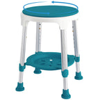 KSITEX Shower Stool Chair for Inside Shower, Upgrade Small Corner Plastic Stool for Seniors Adult, 360° Swivel Shower Stool Seat for Bathroom, 6-Level Adjustable Height Bath Chair Stools with Shelf
