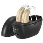 Updated Hearing Aids for Seniors,Rechargeable Hearing Amplifier with Noise Cancelling,Adjustable Volume Control,One Pair Hearing Assist Devices with Charging Box(Black)
