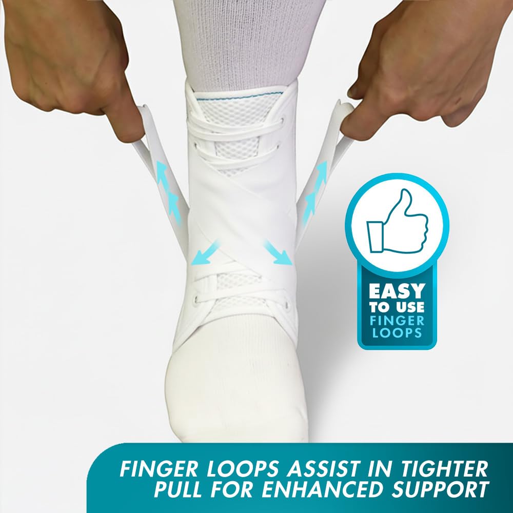 Med Spec ASO Ankle Stabilizer (XX-Small, White) – Lace Up Ankle Brace for Ankle Sprain and Instability, Orthopedic Ankle Support for Men, Women, Adults, Teens and Kids, Sports Injury Recovery, 264009
