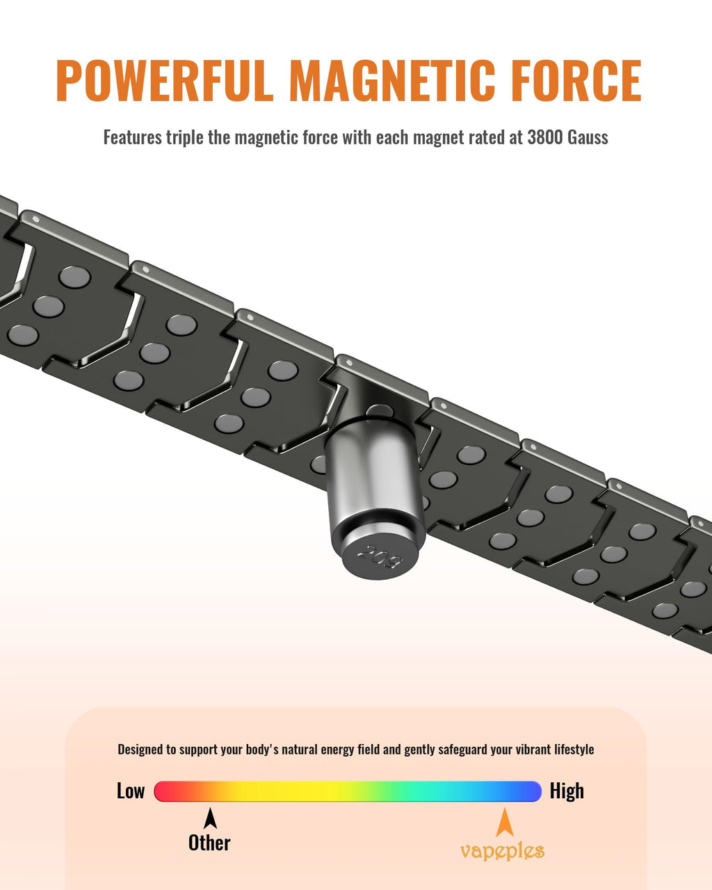 vapeples 99.99% Pure Copper Men's Bracelet with 3800 Gauss Triple-Strength Magnets, Foldover Clasp, and Adjustable Size,Shield Design