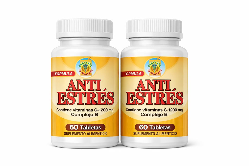 Nutrisalud Products Anti Estres Formula Natural. Tratamiento Natural para Combatir el estres y la ansiedad, Set de 2 frascos para 4 Meses. Recupere la Calma y tranquilidad.