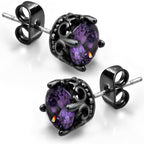 KZZENKI Purple and Black Earrings for Women Men, Cool Gothic Stud Earrings