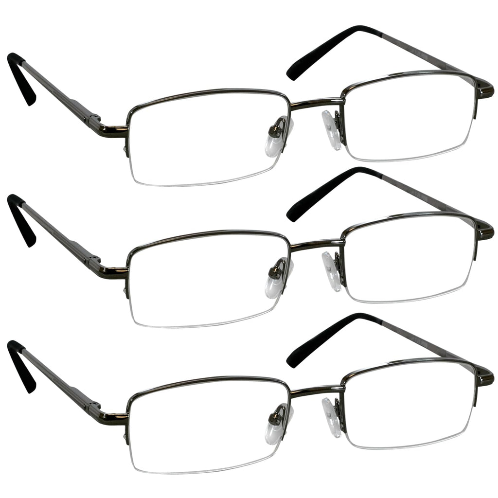 TruVision Readers 3 Pk - Gunmetal Metal Frames and Clear Acrylic Lenses 2.50