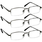 TruVision Readers 3 Pk - Gunmetal Metal Frames and Clear Acrylic Lenses 2.50