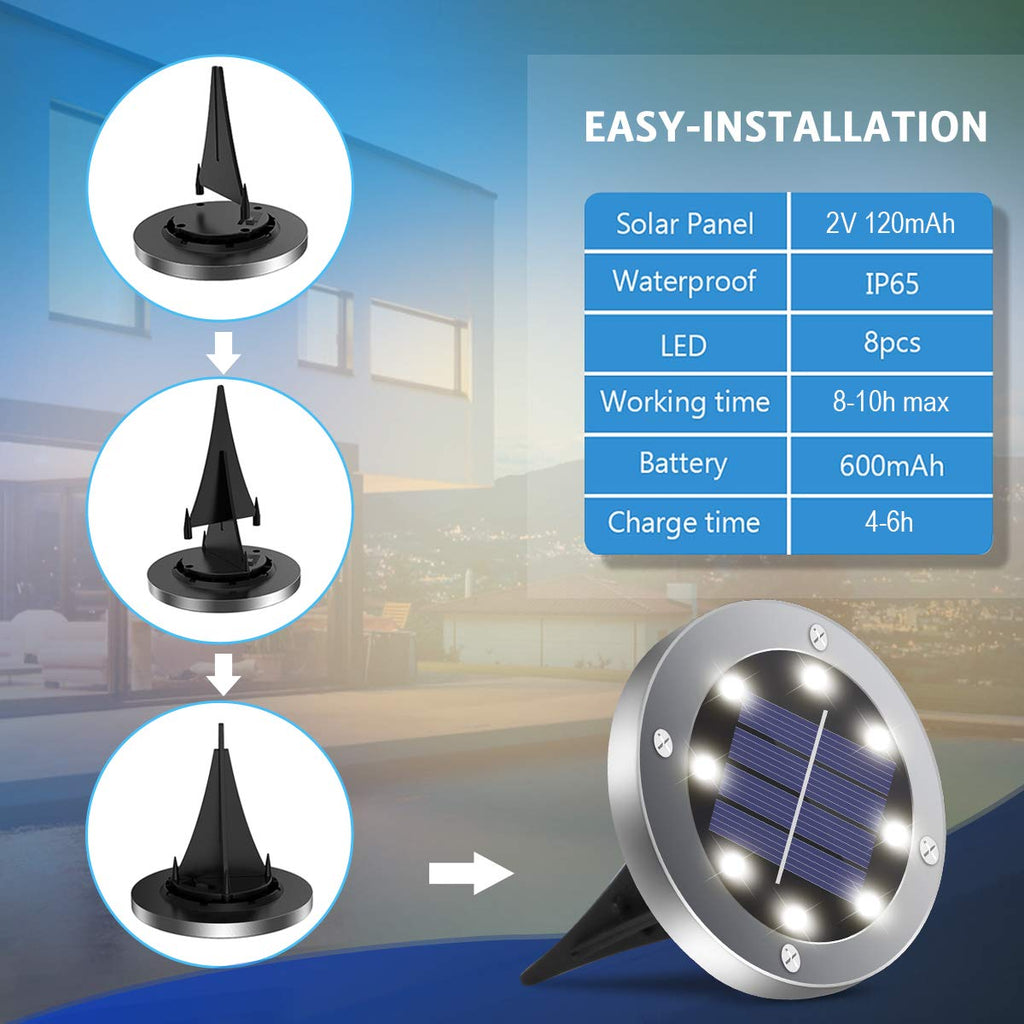 OULONGER Solar Ground Lights 16 Packs, Garden Solar Outdoor Waterproof Pathway Bright In-Ground Landscape Lights for Patio, Lawn, Yard, Driveway, Step and Walkway White Light
