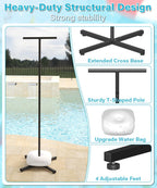 Mondazie Pool Float Holder Storage Rack, 22’’ x 63.7’’ Metal Pool Floats Organizer for Swimming Ring with Water Weight Bag, Pool Tube Floaty Stand Holders for Poolside Beach Outdoor Storage, Black