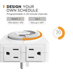 G-Homa Timer Outlet Electric Indoor with 2 Grounded Outlet,Plug-in 24-Hour Mechanical Timers,Daily On/Off Cycle,Energy Saving for Lamps, Seasonal, Christmas Lights and Holiday Decorations (2 Pack)
