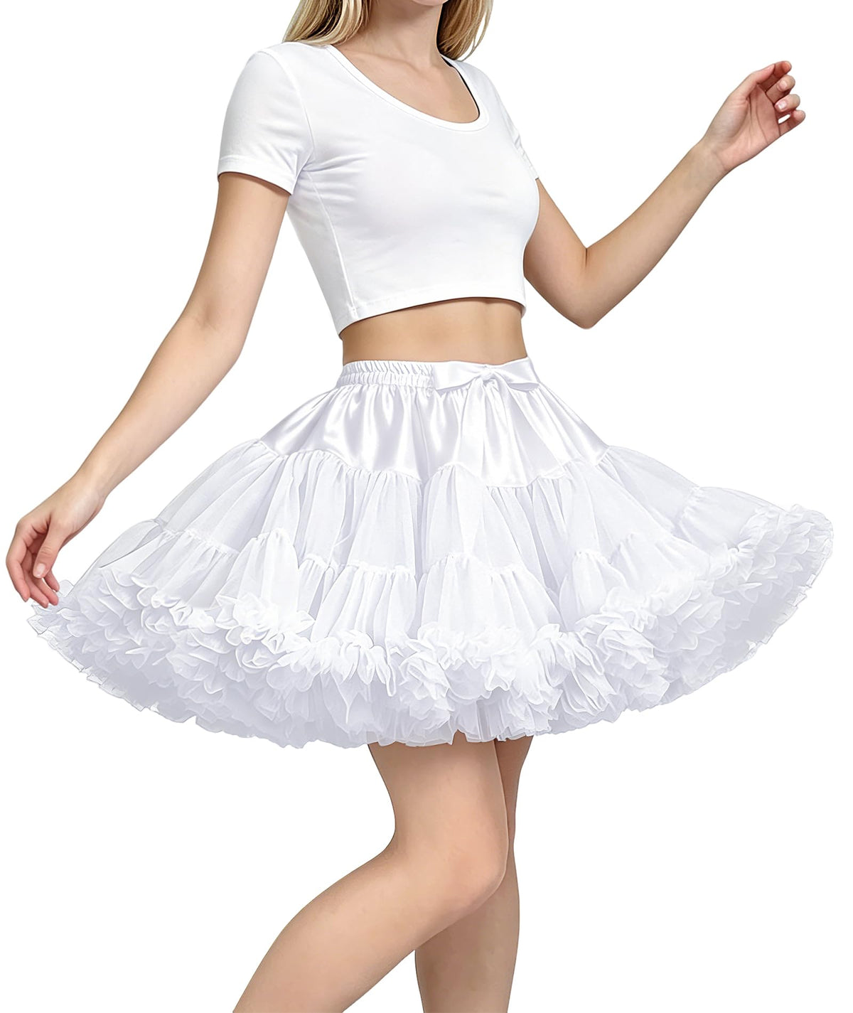 Petticoat Skirt for Women Under Dress 3-Layered Tulle Elastic Waist Tutu