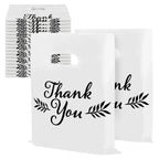 Houseables Thank You Bags, Merchandise Bags, With Handles, Plastic, For Shopping, Retail, Gift, Small Business, Boutique, Store, Customers, Product, Vendor, Events, Holiday, White, 16”x18”, Bulk 500PK