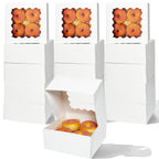 qiqee Auto-pop up 6x6x3 Inch White Cookie Box with Window 30Pcs Pastry Macaron Bakery Box For Packaging