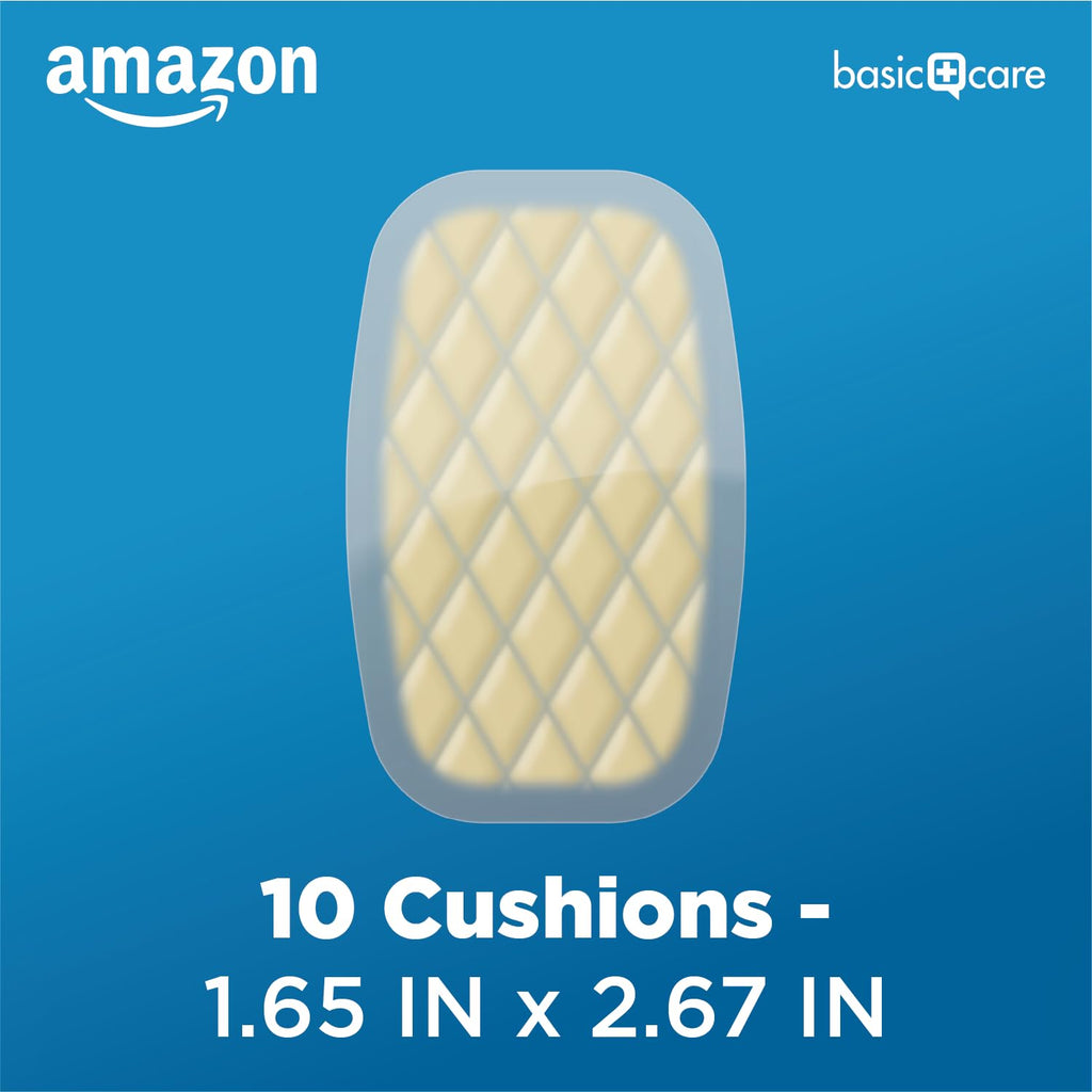 Amazon Basic Care Extreme Hydrocolloid Gel Blister Cushion Bandages, Self-Adhesive, Reduces Rubbing & Friction, Long-Lasting Multi-Day Use, 1.65 in x 2.67 in, 10 ct (Pack of 2)
