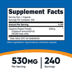 Nutricost Cayenne Pepper 530mg, 240 Capsules - 40,000 Heat Units, Gluten Free, Non-GMO