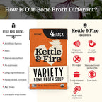 Kettle and Fire Beef and Chicken Beef Bone Broth Variety Pack, Keto, Paleo, and Whole 30 Approved, Gluten Free, High in Protein and Collagen, 4 Pack