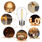 S14 Replacement LED Light Bulbs, Shatterproof & Waterproof 1W S14 LED Bulbs, E26 Base Patio Edison LED Light Bulbs for Outdoor String Lights , Warm White 2200K Plastic 70LM Non-Dimmable 48 Pack