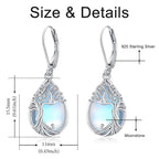 Odinstone Sterling Silver Earrings Tree of Life Moonstone Earring for Women
