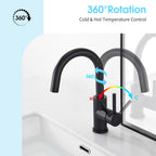 CREA Black Bathroom Faucet Brushed Nickel, Prep Wet Bar Sink Faucet Stainless Steel Single Hole Small Kitchen Faucet with 4 Inch Deck Plate, Mini Faucet Outdoor Tap for Farmhouse Vanity Sink Lavatory