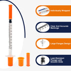 1ml 31G 5/16 Inch 8mm Syringes with Needle, U-100 Lab Tools, Pack of 100