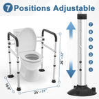 HOMLAND Toilet Safety Rails for Seniors, Adjustable Detachable Toilet Safety Frame with Handles for Elderly and Disabled, 350LBS Handicap Toilet Rail Fits Most Toilets, Black
