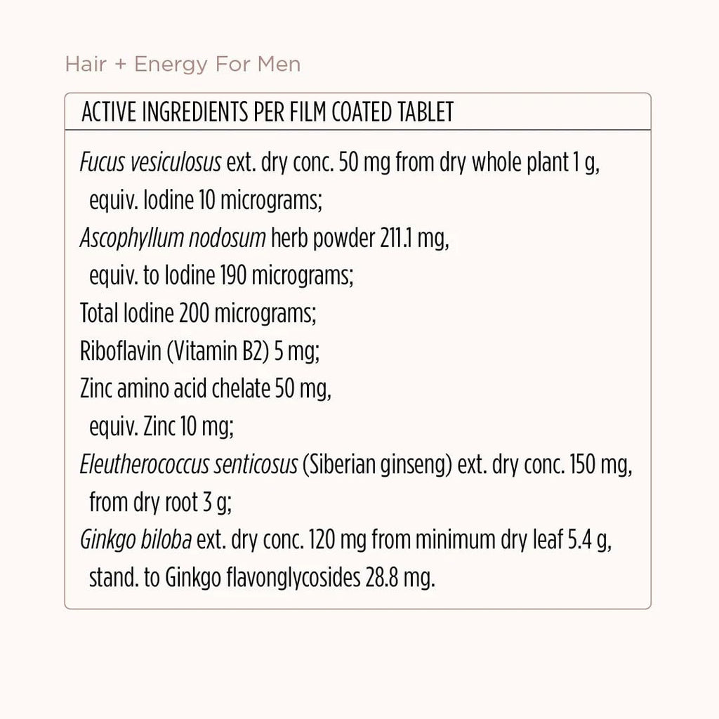JSHealth Hair Growth Supplement for Men. Kelp Iodine, Zinc, Siberian Ginseng, Ginkgo. Supports Hair, Healthy Hormone Levels, Energy, Stamina. Nutritionist-Formulated (60 Tablets)