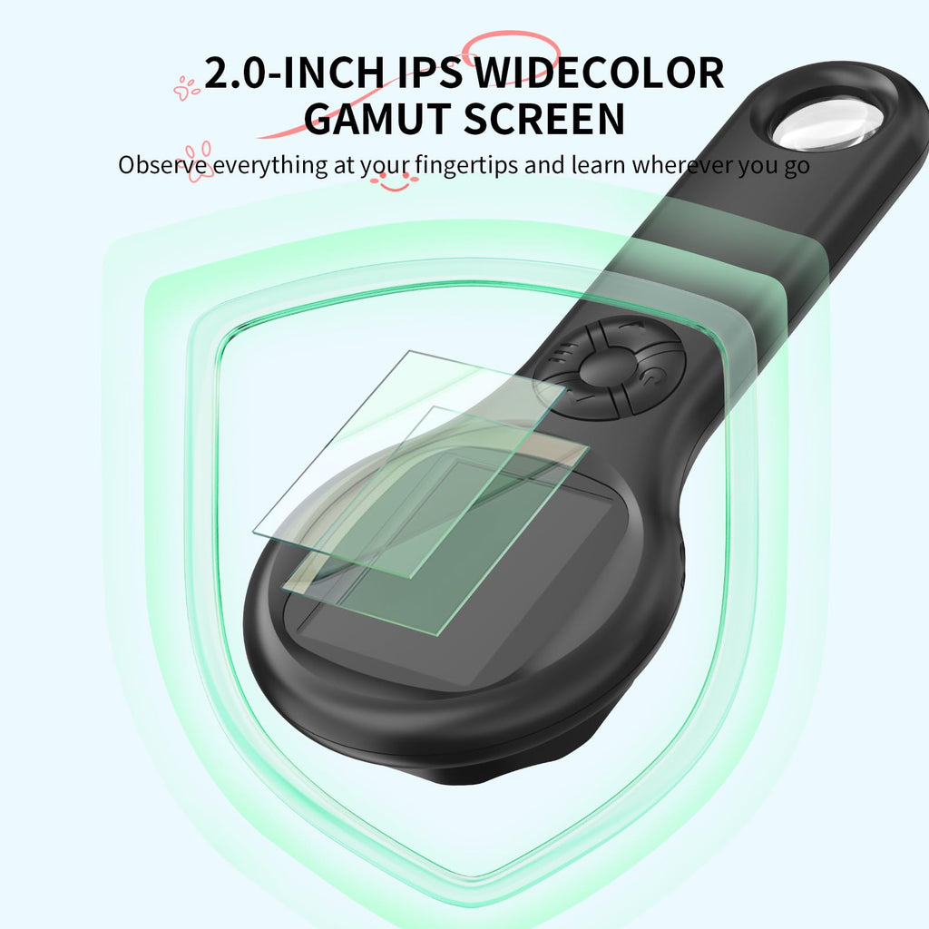 Ashfly Magnifying Glass - Mini LED Pocket Microscope for Kids(5-10 Years) - Educational Science Kit Durable Design - Ideal Gift for Girls (Black)