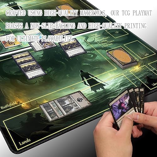 MTG Playmat Size 24x14in Free Storage Bags Non-Slip Backing, Ideal for Card Game Enthusiasts TCG Playmat (Necroslayer-Deck)