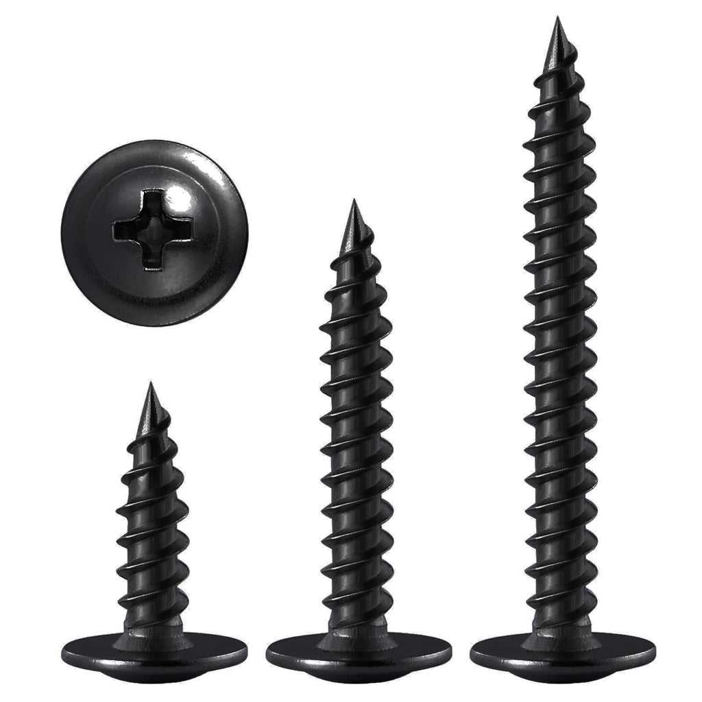 (300 pcs)#8×3/4" Black Truss Head Wood Screws Quick Metal Self Tapping Zinc Oxide