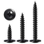 (300 pcs)#8×3/4" Black Truss Head Wood Screws Quick Metal Self Tapping Zinc Oxide