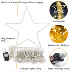 FUNIAO (New) Christmas Decoration Lights, 320 LED Waterfall Christmas Tree Lights with 12" Star Topper, 8 Modes Indoor Outdoor String Lights for Yard, Party, Home, Holiday (Warm White)