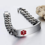 Giftider Custom Medical Alert Bracelet Engraved Emergency ID Stainless Steel Bracelets for Adults Men Women 7.5-8.5-9.8 Inch