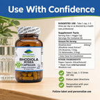 Pure Mountain Botanicals Rhodiola Rosea Supplement - 60 Capsules 250mg - Root Extract Standardized 3% Rosavins 1% Salidroside - Vegan Kosher Gluten Free