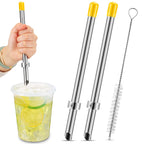 Lasnten 2 Pack Straw Puncher for Plastic Lids Lemonade Cups, Stainless Steel Straw Hole Puncher Punching Tools for Cafe Drinks Deli Container Squeezed Fresh Lemonade Stand Supplies (8.7 Inch,Yellow)