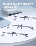 TERAISE Rimless Reading Glasses Comfortable Lightweight Frameless Reader 3 Pack Men and Women Blue Light Blocking Computer Eyeglasses(2.0X)