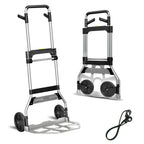 Teprovo Folding Hand Truck Dolly Cart,340LB Capacity Portable Aluminum Dolly Cart with Telescoping Handle and 7 Inch Rubber Wheels for Moving,Shopping,Travel,Office Use