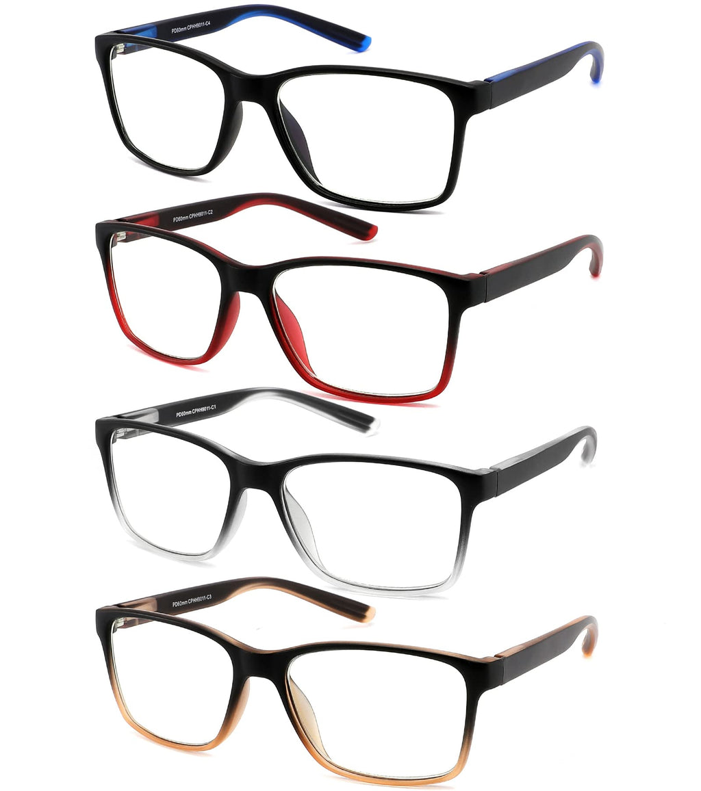 Reading Glasses for Men 4-Pack Stylish Computer Readers with Spring Hinges, Anti Glare/Eye Strain Filter UV Ray Blue Light Blocking Two-Tone Reader Eyeglasses,+1.25 Magnification Strength
