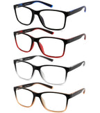 Reading Glasses for Men 4-Pack Stylish Computer Readers with Spring Hinges, Anti Glare/Eye Strain Filter UV Ray Blue Light Blocking Two-Tone Reader Eyeglasses,+1.0 Magnification Strength