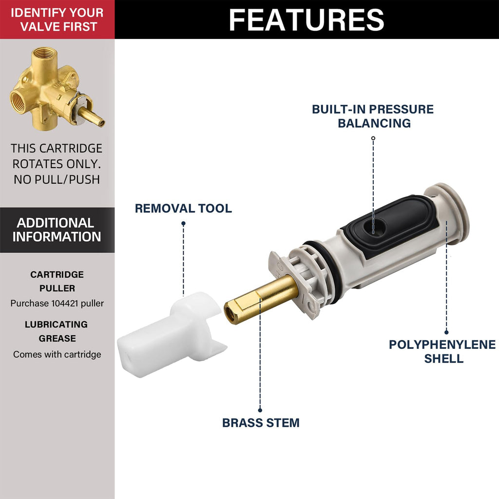 Tearel Shower Cartridge Kit Compatible with Moen 1222 Replacement Cartridge
