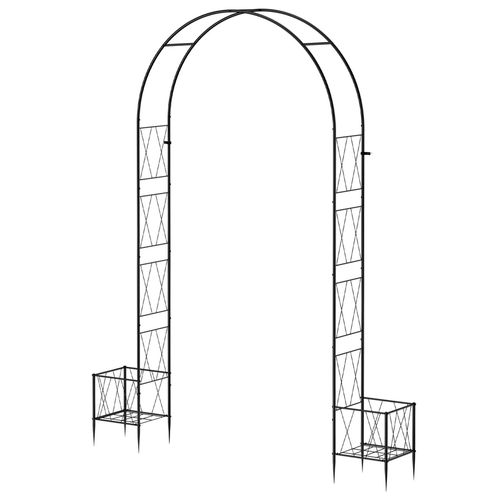 Garden Arch Arbor Trellis with Planter Boxes 8.2 Ft Metal Arch Trellis