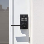 Kwikset SmartCode 917 Keypad Keyless Entry Residential Electronic Lever Lock Deadbolt Alternative with Halifax Door Handle, SmartKey Security, Matte Black Contemporary