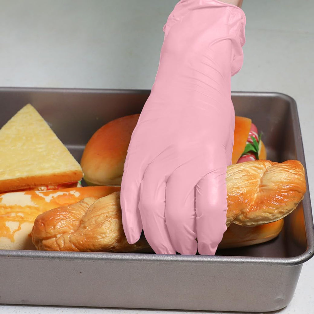COYACOOL Disposable Gloves Medium, Nitrile and Vinyl Blend Material Gloves, Latex Free, 4 Mil 1000 Pc Food Grade Glove for Cleaning, Food Prep, Hair Dye, Tattoo, Pink