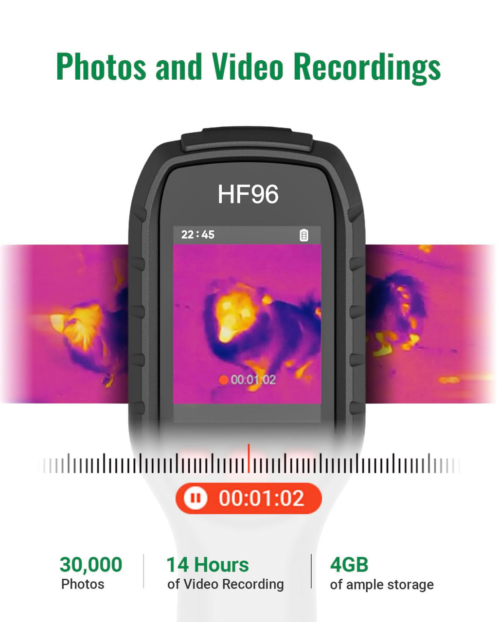 HF96 Thermal Camera with AI Scene Detection, Laser Pointer, 240x240 Super Resolution, -4°F~1022°F, Thermal Imaging Camera for HVAC Electrical Building Inspection,25Hz Infrared Camera,11h Runtime