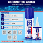 MITREAPEL CA Glue with Activator Kit 2x3.5 oz-2x13.5 oz Instant Bond Professional Cyanoacrylate Adhesive and Super Glue Accelerator for Woodworking with Extra Caps&Microtips,DIY&Craft, Plastic,Repair