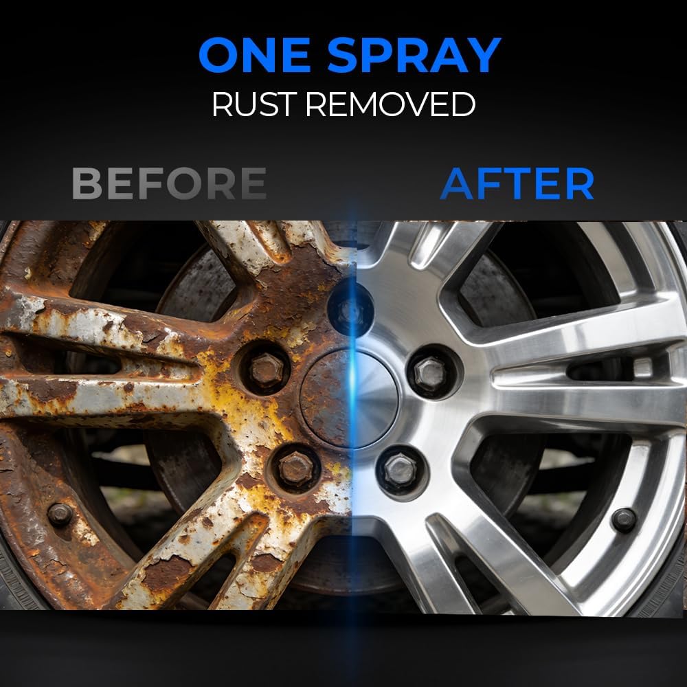 HISKI Rust Remover Spray, Multipurpose Rust Stain Remover, Rust Remover Spray for Metal, Heavy Duty Metal Cleaner for Vehicles, Tools, Chains (1PC)