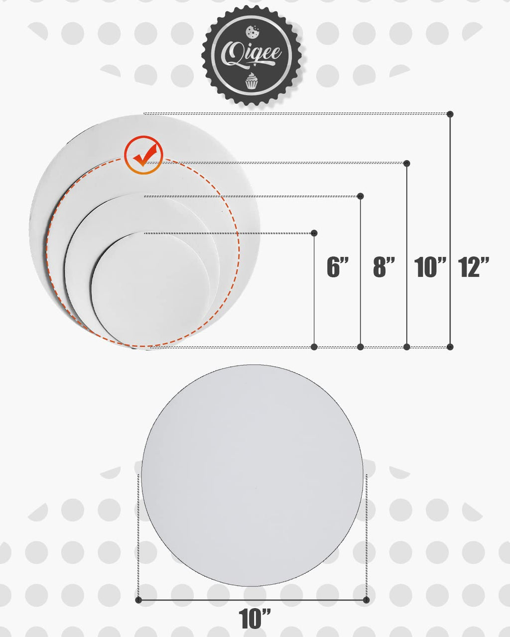 qiqee 70-Packs White Cake Boards Round 10 Inch Circles Rounds Base Food-Grade Cardboard Cake Plate（Thinner But Stronger）