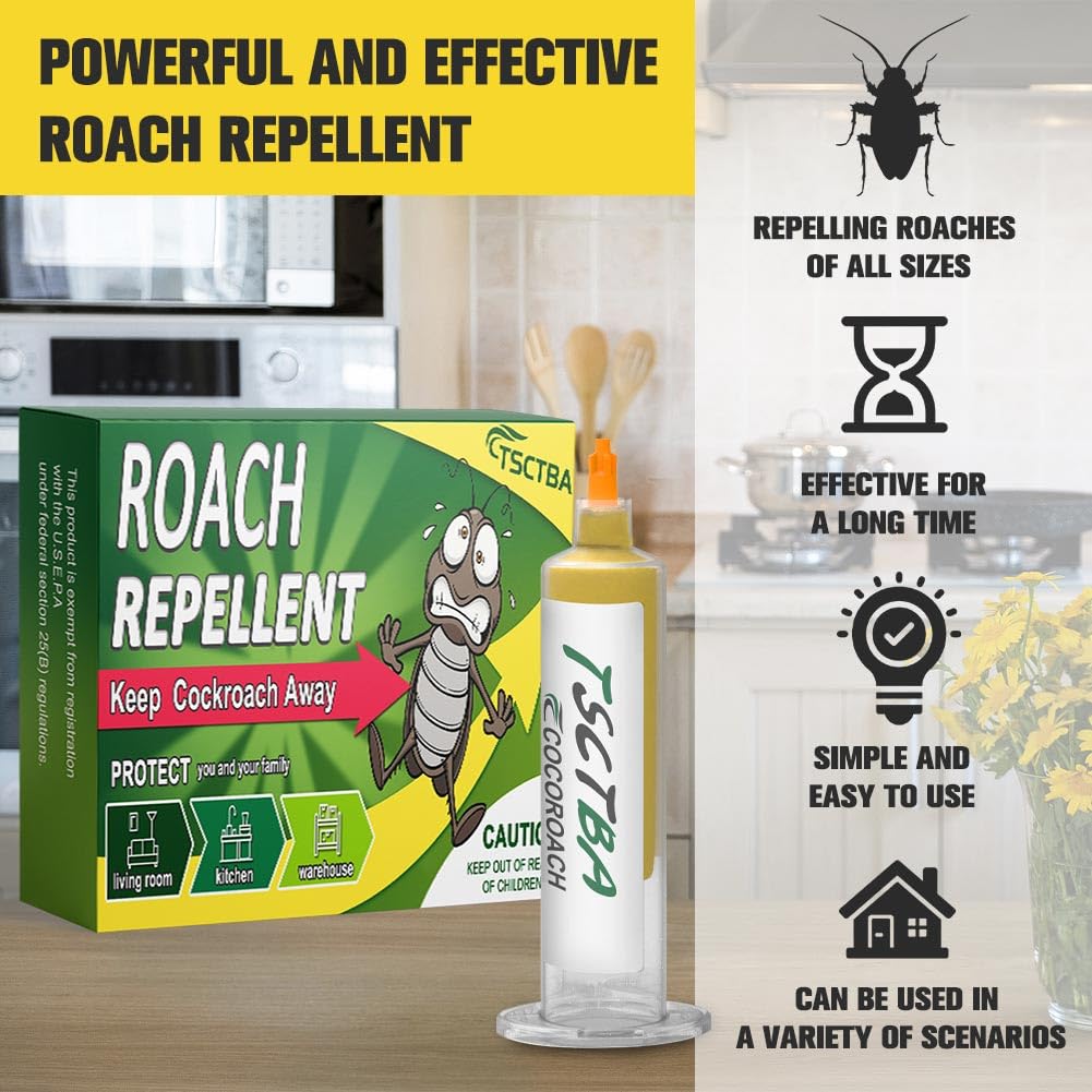 TSCTBA Cockroach Repellent, Cockroach Deterrent,Roach Away, Natural Roach Repellent Indoor, Eco-Friendly Indoor Outdoor - Strongly and Effectively Roach Control - 4P