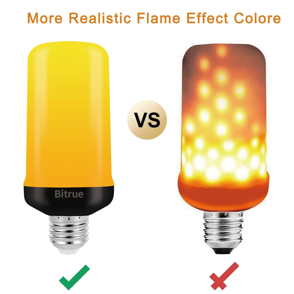 Bitrue LED Flame Bulb, 4 Modes, E26 Base, Gravity Sensor,Decor Light,2-Pack