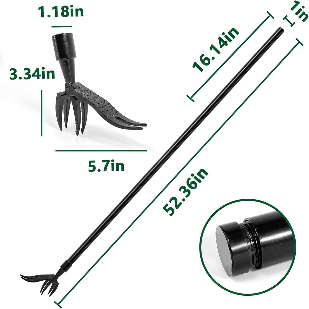 Upgraded Weed Puller Tool Stand Up Heavy Duty: Alloy Long Handle & 4-Claw Steel Head Design, Durable And Lightweight Weeding Tool Gardening Supplies - No Need to Bend Over Or Kneel Down to Weed Easily